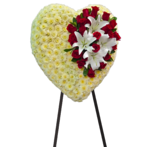 CORONA CORAZON ROSAS Y LIRIOS
